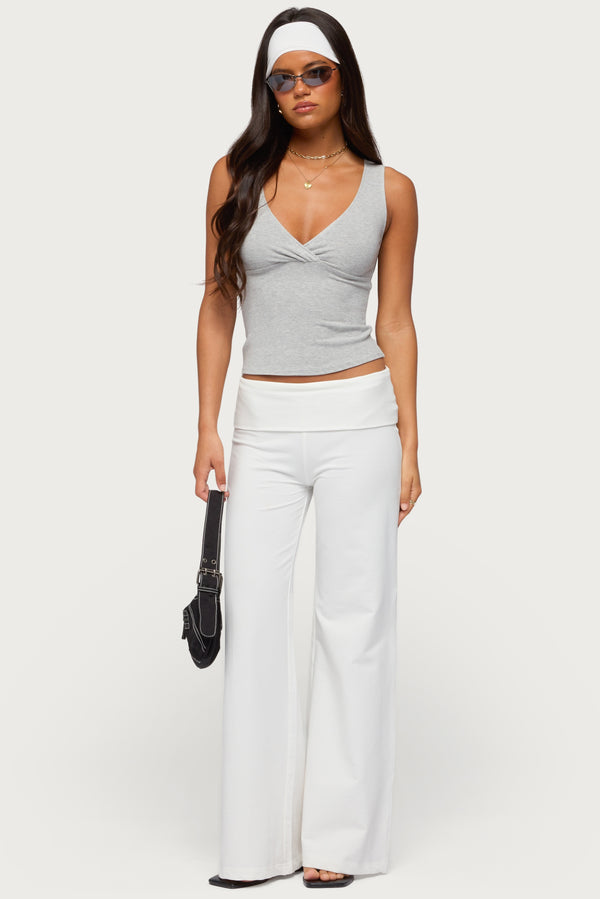 Lalisa V Neck Ribbed Tank Top view 2