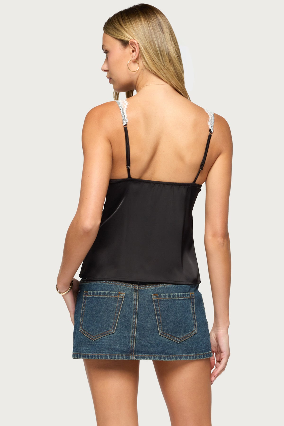Vikkey Lacey Satin Effect Tank Top