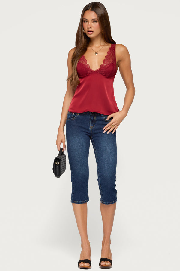 Vikkey Lacey Satin Effect Tank Top view 2