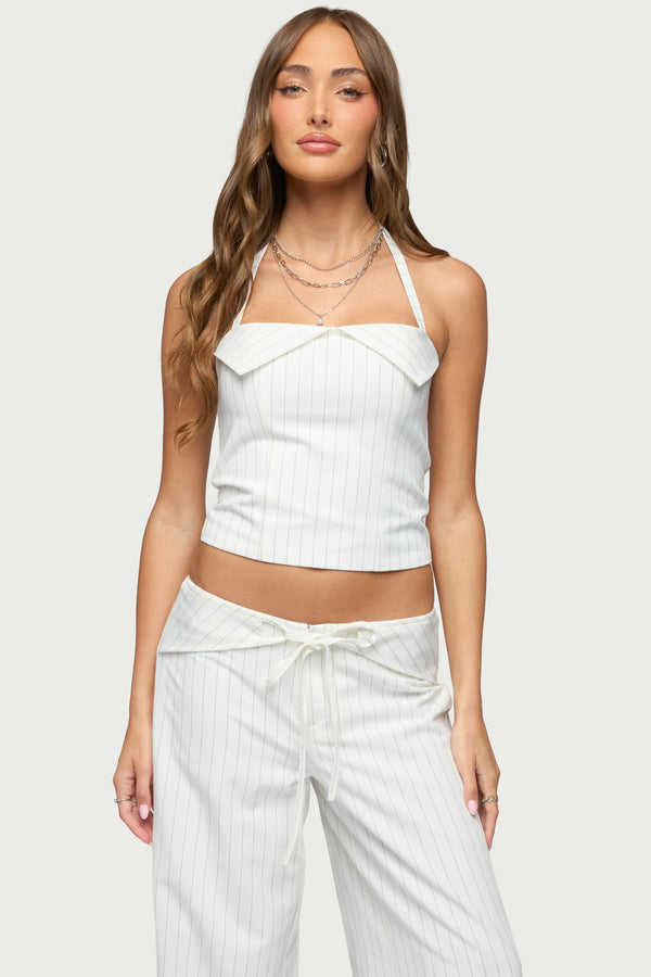 Parker Pinstripe Halter Top view 1