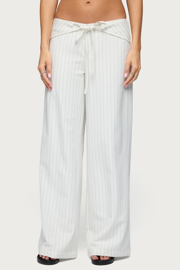 Parker Pinstripe Tie Belt Pants view 2
