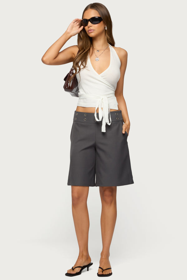 Grommet Low Rise Bermuda Shorts view 1