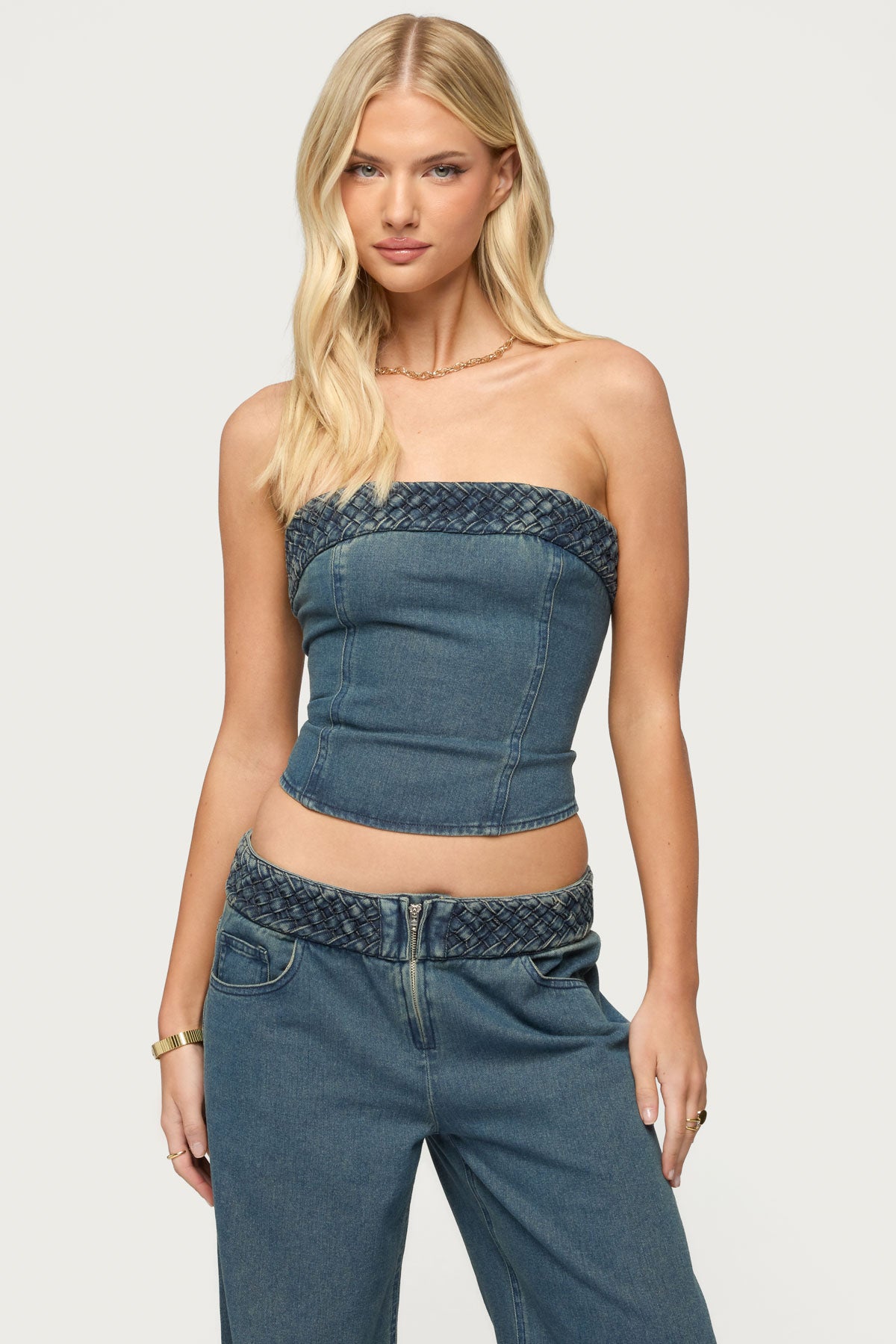 Braidey Strapless Denim Top
