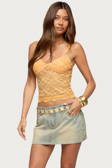 Ardena Sequin Sheer Lace Top