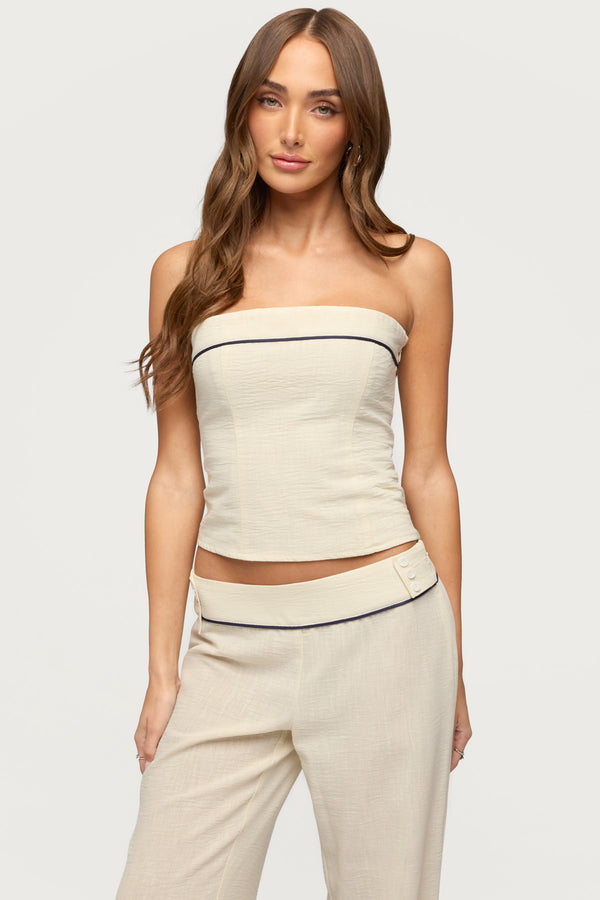 Dorine Contrast Woven Strapless Top view 1