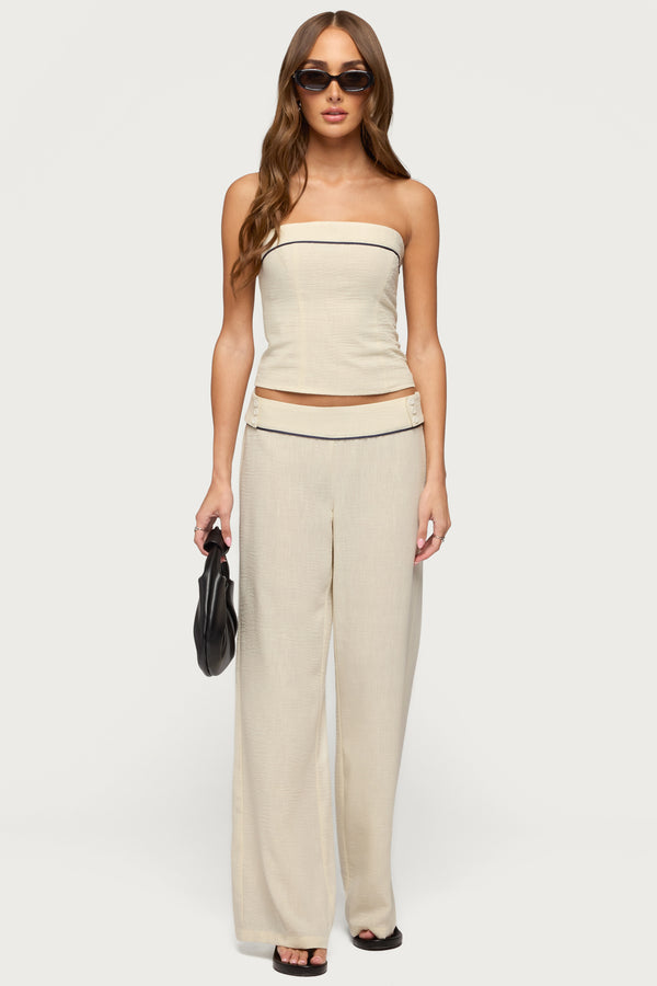 Dorine Contrast Woven Strapless Top view 2