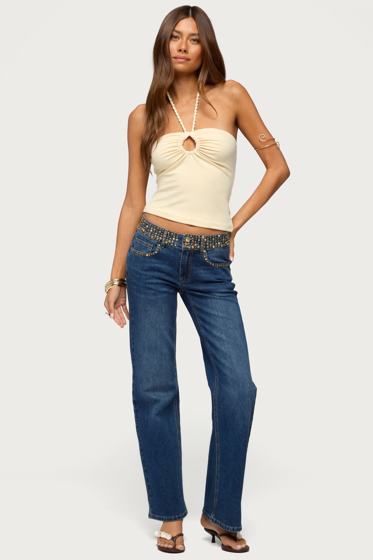 Rope Strap Keyhole Halter Top