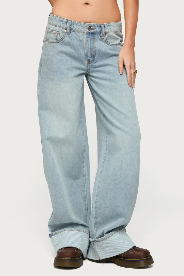 Contrast Heart Low Rise Baggy Jeans view 2