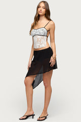 Solara Contrast Backless Sheer Crochet Top