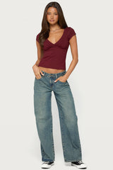 Penelopy Overlap V Neck Top