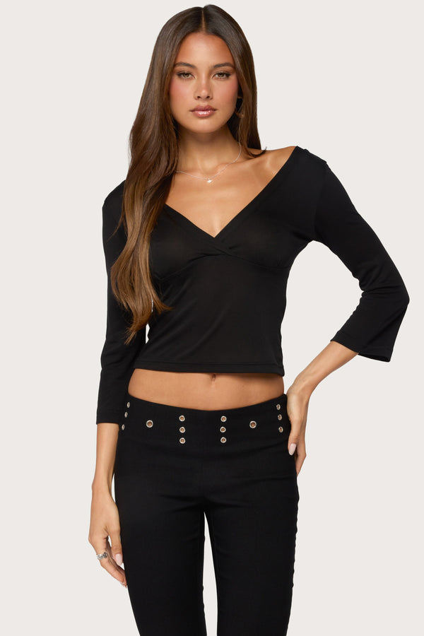Mar V Neck Three-Quarter Sleeve Top view 2