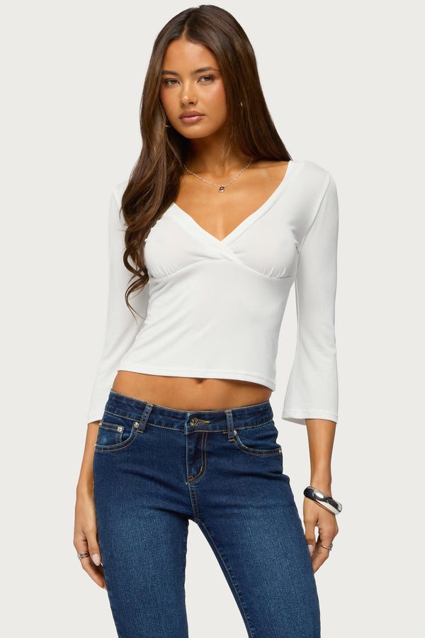 Mar V Neck Three-Quarter Sleeve Top view 1
