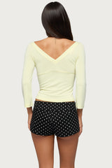 Mar V Neck Three-Quarter Sleeve Top
