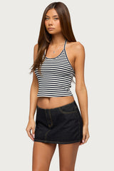 Velma Striped Ribbed Halter Top