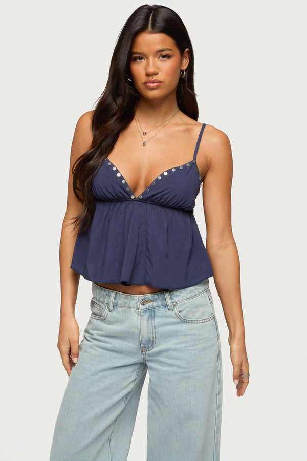 Alina Studded Babydoll Tank Top view 1