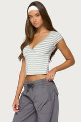 Laia Striped V Neck Top