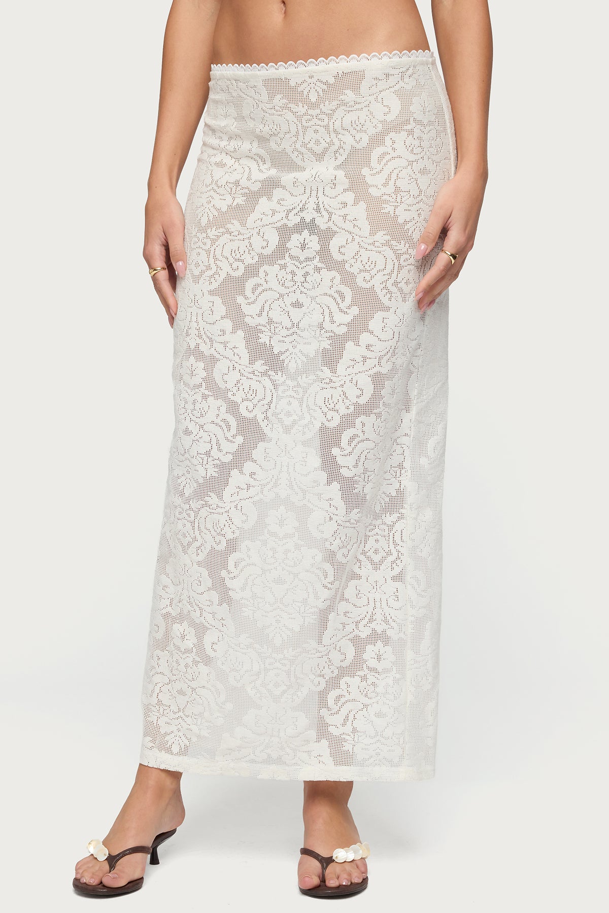 Violette Sheer Lace Maxi Skirt