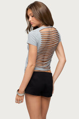 Izabelle Shredded Back Top