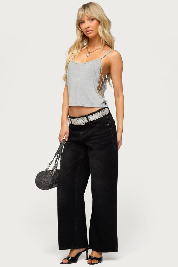 Donia Cutout Beaded String Tank Top view 2