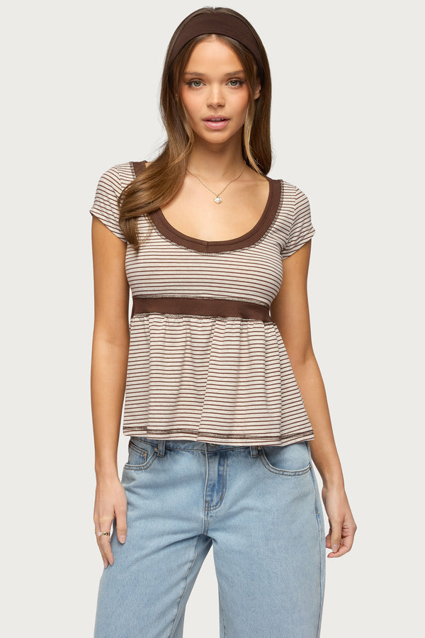 Sady Contrast Striped Babydoll Top view 1