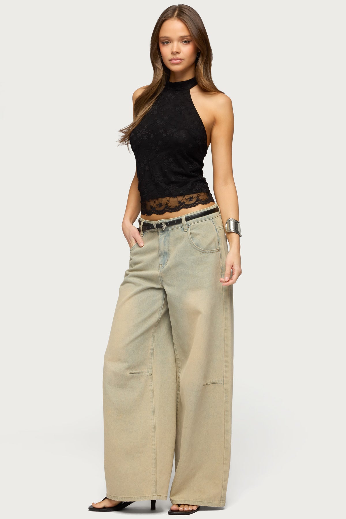 Perrie Lace High Neck Halter Top