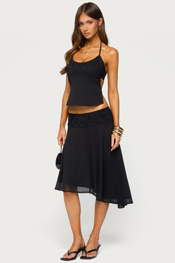 Evia Lacey Asymmetric Midi Skirt view 1