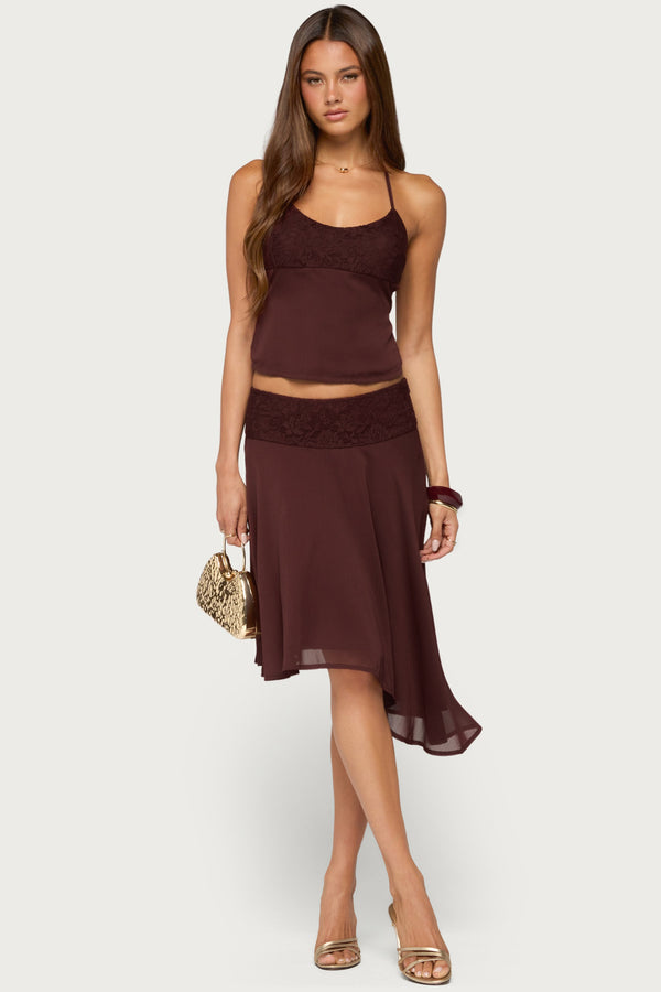 Evia Lacey Asymmetric Midi Skirt view 1