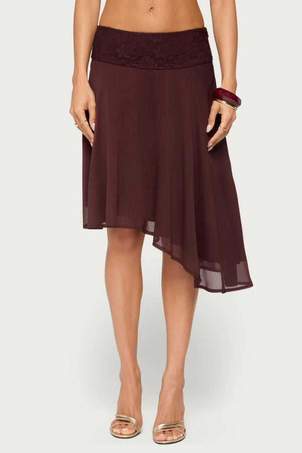 Evia Lacey Asymmetric Midi Skirt view 2