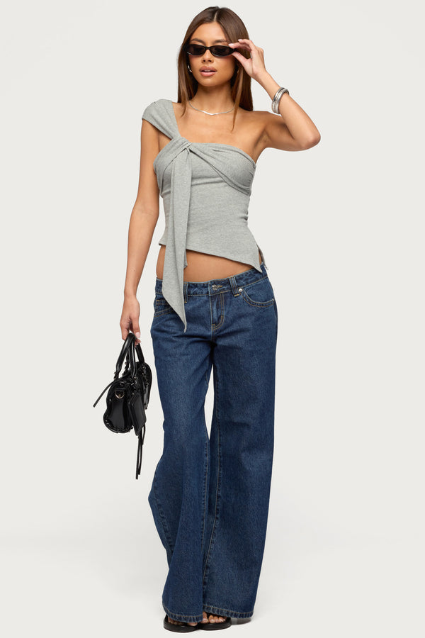 Zoie Draped Tie One Shoulder Top view 2