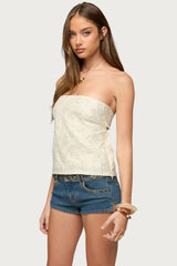 Cheyne Embroidered Strapless Top