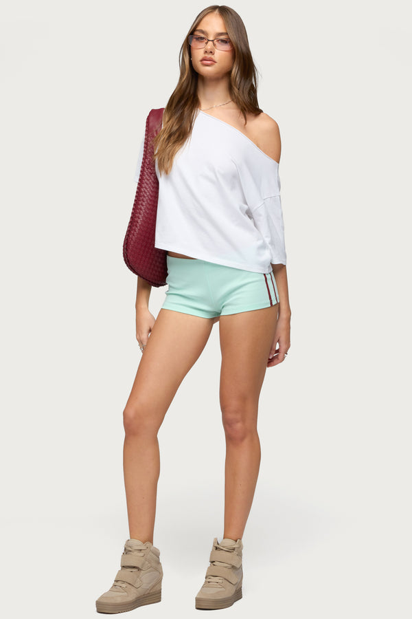 Yolenna Contrast Stripe Micro Shorts view 1