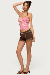 Daneri Metal Ring Floral Corset