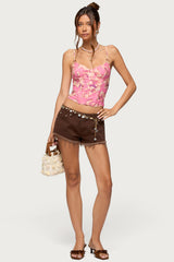 Daneri Metal Ring Floral Corset