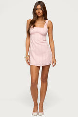 Citrina Lacey Striped Mini Dress