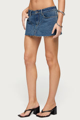 Get Stitched Denim Mini Skort