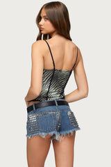 Minerva Zebra Cupped Mesh Bodysuit