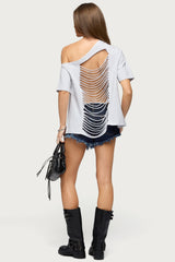 Miah Off Shoulder Shredded Back Top