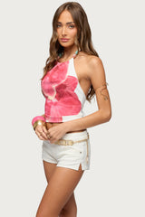 Backless Flower Bead Halter Top