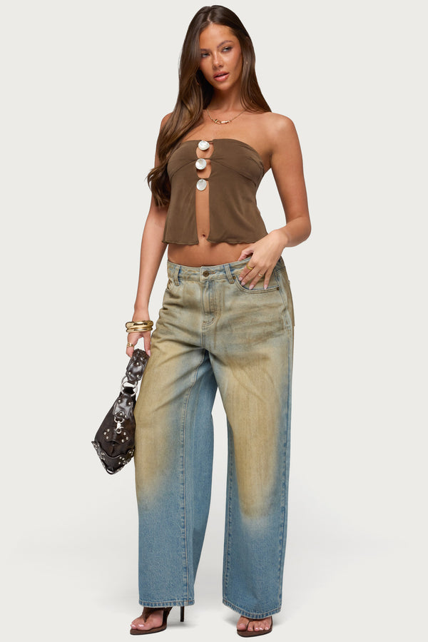 Lee Iridescent Strapless Cutout Top view 2