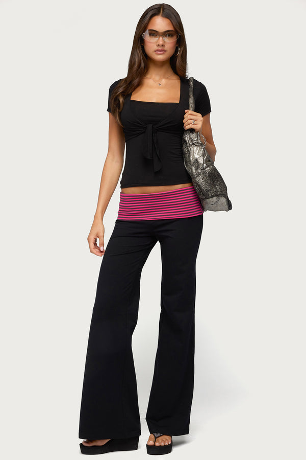 Maci Striped Foldover Pants view 1