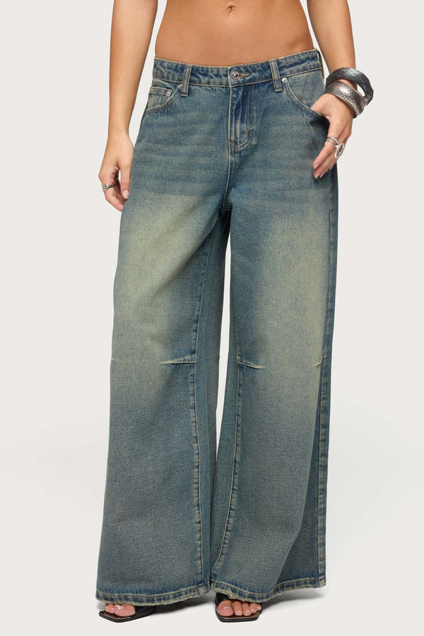 Adjustable Button Low Rise Baggy Jeans view 2