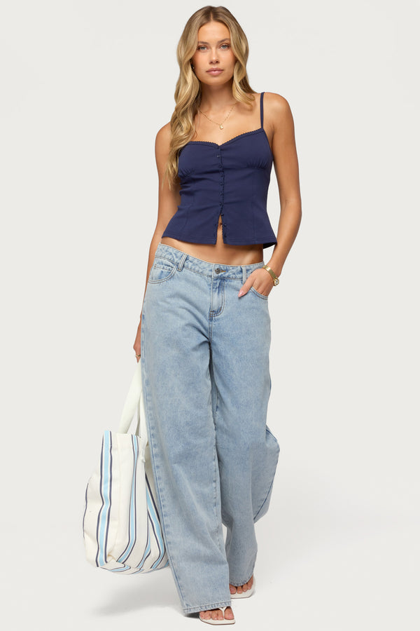 Delia Sweetheart Button Up Tank Top view 2