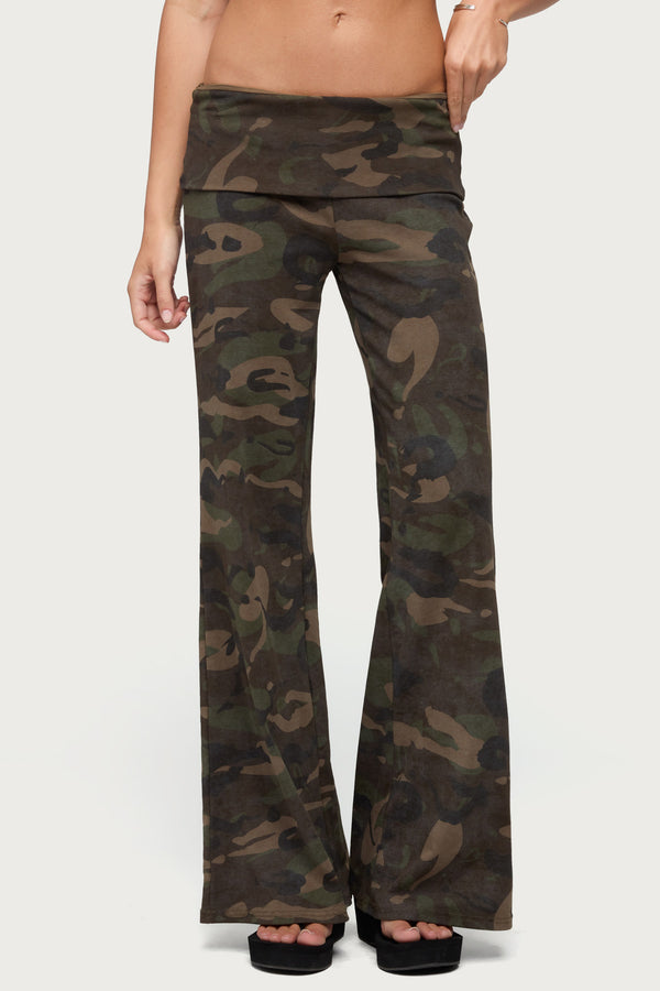 Lumielle Camo Wide Leg Foldover Pants view 2