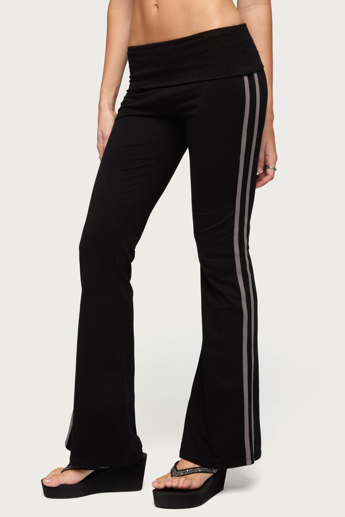 Charly Foldover Stripey Flared Pants
