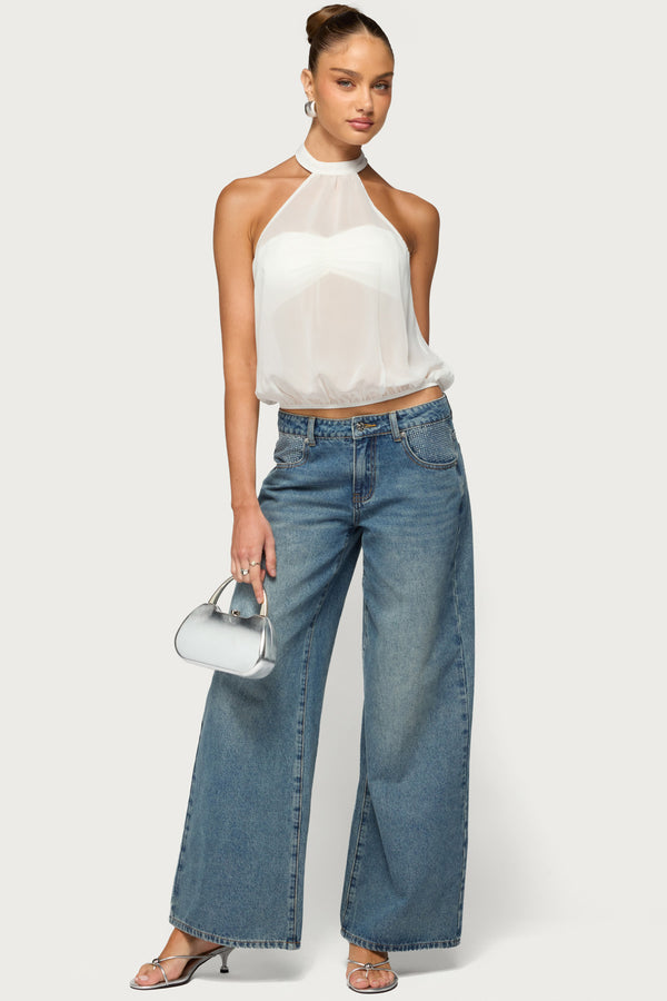 Sheer Built In Bra Bubble Top view 2