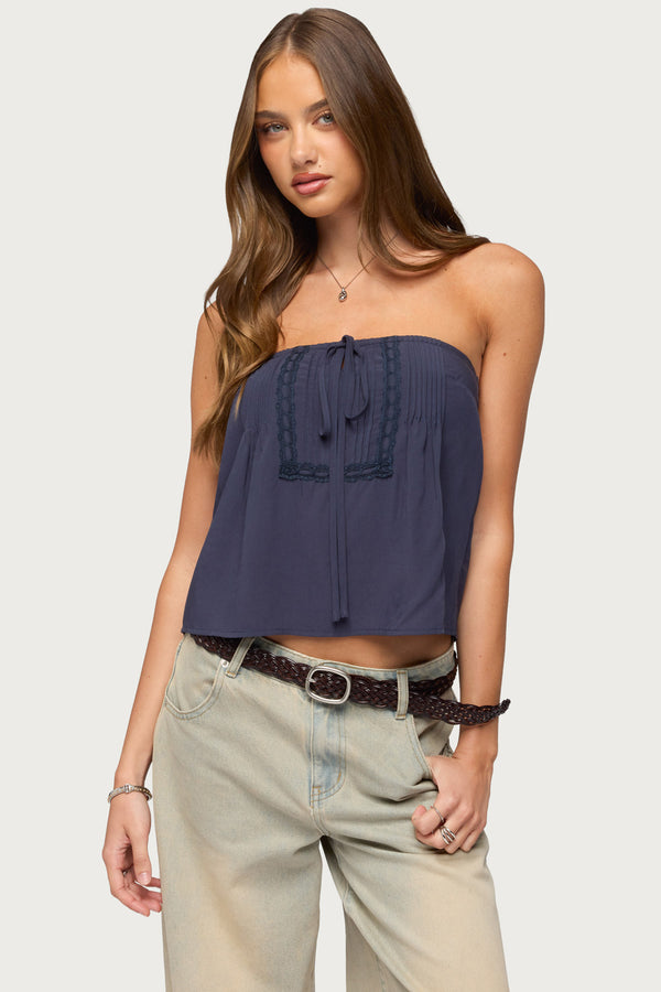 Joycee Tie Front Strapless Top view 1