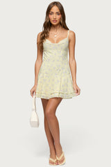 Daphna Floral Chiffon Mini Dress