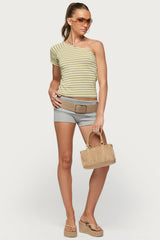 Eulia One Shoulder Striped Top
