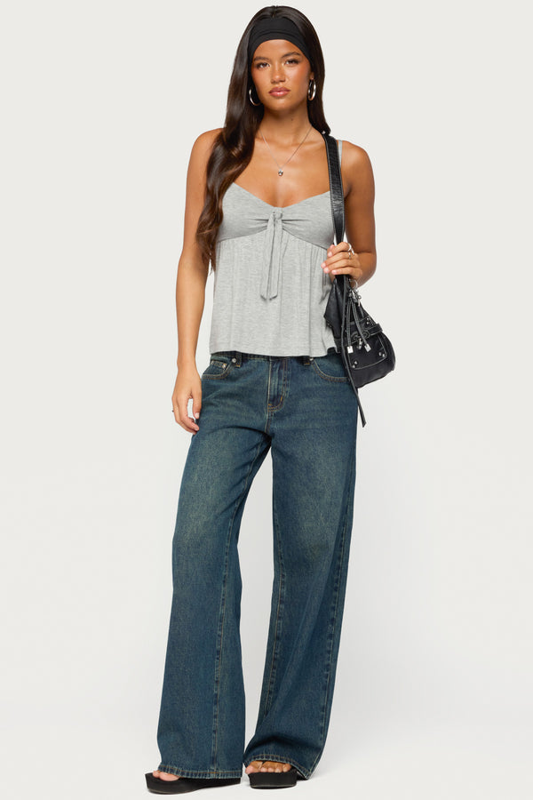 Michey Tie Front Babydoll Tank Top view 2