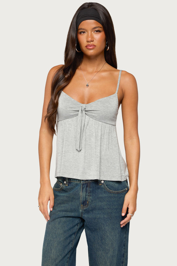 Michey Tie Front Babydoll Tank Top view 1